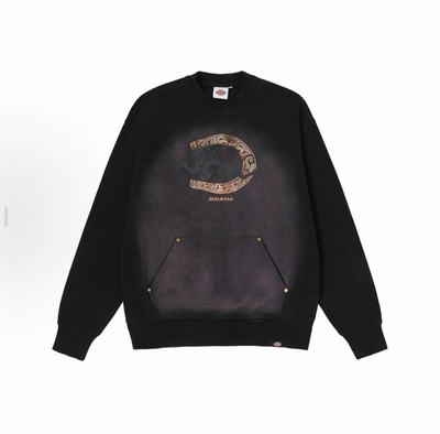 DIckies 夔龙系列 圆领卫衣 金属做旧牛领圈印花男女同款DK012626