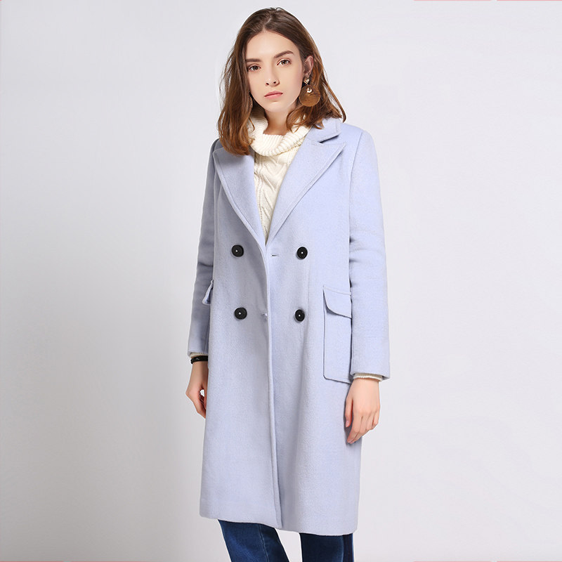 艾格2023秋冬款新品优雅大方气质修身显瘦布袋中长款毛呢大衣女