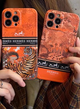 奢侈品牌适用苹果17promax手机壳iphone16pro全包软壳15pro高级欧美奢华大牌14pro潮男女13高端新款橙色