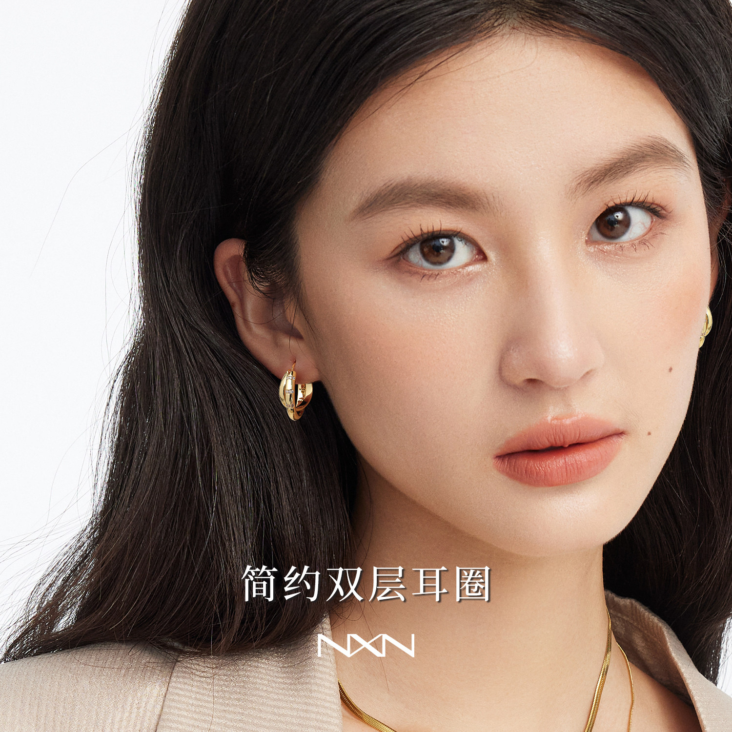 金色复古素圈耳环圈圈2025新款爆款女人味秋冬高级感耳圈气质大气