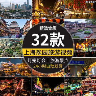 上海豫园古建筑古城九曲桥城隍庙元宵节灯会夜景旅游实拍视频素材