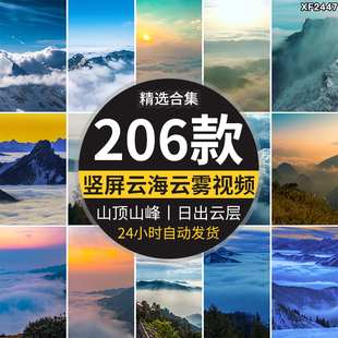 竖屏山顶山林山峰云海云雾清晨日出阳光云层山谷实拍高清视频素材