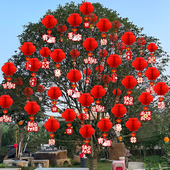 结婚新款 饰用品 小纸灯笼挂饰婚房布置蜂窝农村院子婚礼树上红色装