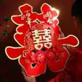 喜字贴婚房布置婚礼大门装 饰结婚专用房门卧室门囍字婚庆用品大全