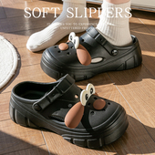 2025新款 踩屎感洞洞鞋 女士夏季 沙滩海边防滑软底增高包头eva凉拖