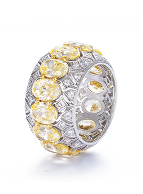 JCJ时装珠宝HighJewelPlay系列925银黄色椭圆锆石无限戒指