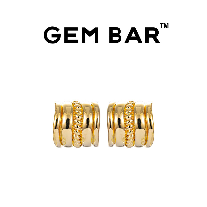 JCJ时装珠宝GEMBAR 9K金扭绳纹多层耳扣耳饰耳环