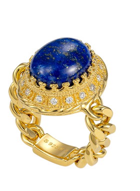 jcj女椭圆青金石链戒指