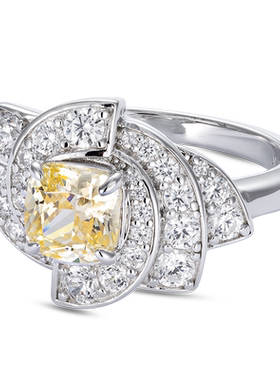 jcj时装珠宝旋转造型黄锆石戒指