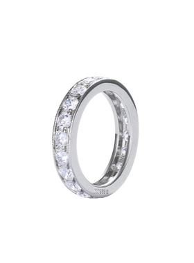 JCJ时装珠宝HighJewelPlay系列925银复古珠边锆石永恒排戒指