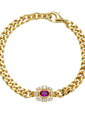 jcj时装珠宝宝石古巴链手链