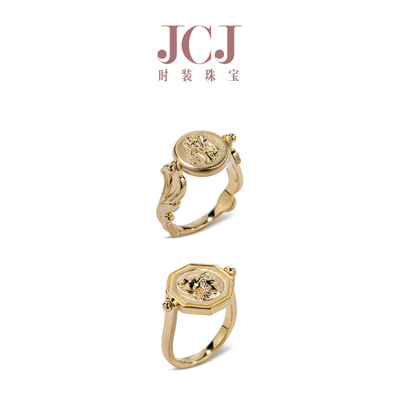 JCJ时装珠宝HighJewelPlay系列925银雅典娜女神金币双面翻转戒指