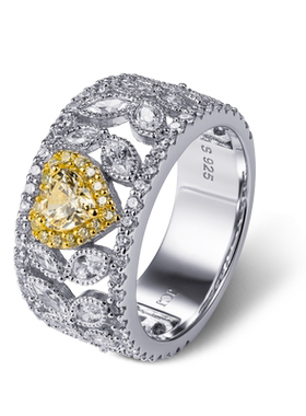 jcj女心形锆石镂空戒指