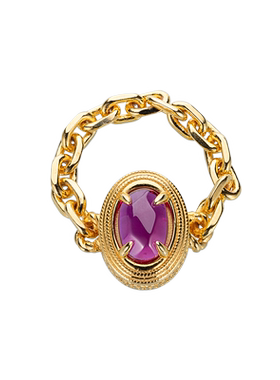 jcj时装珠宝蓝宝石粗链戒指