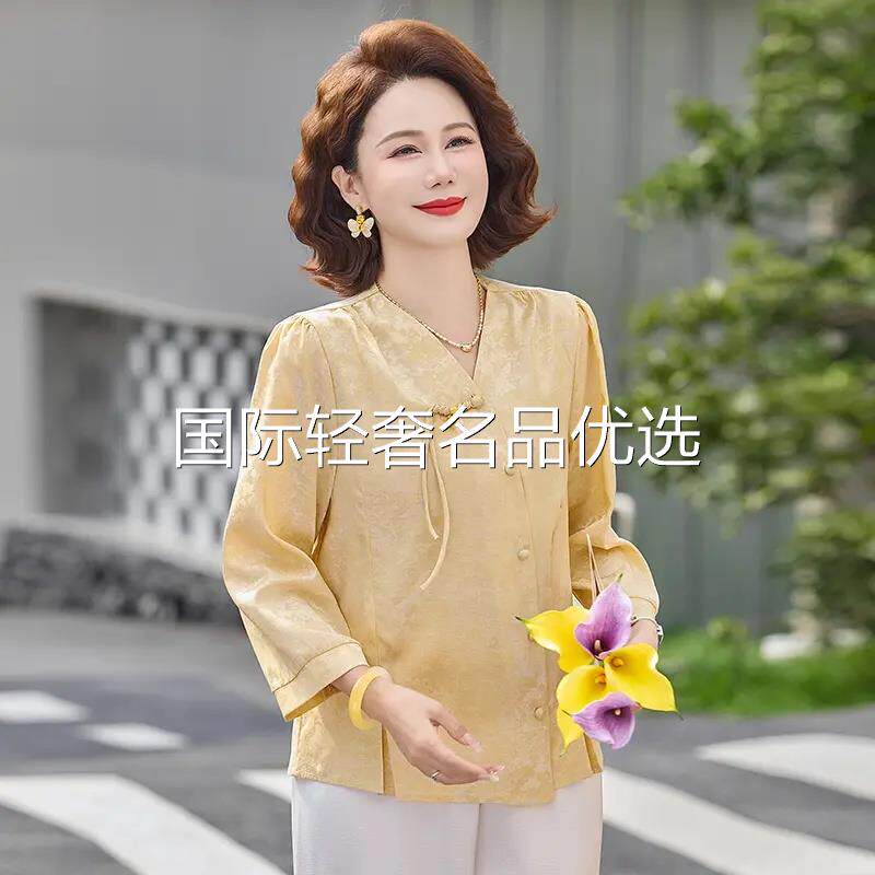 裁四季女装店妈妈春装小衫中袖2026新款中式中老年夏装时尚上衣