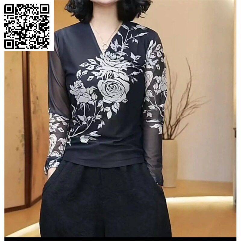 铂瑾精选女装秋季上新一枝独秀小衫女薄款女款长袖洋气修身打底衫