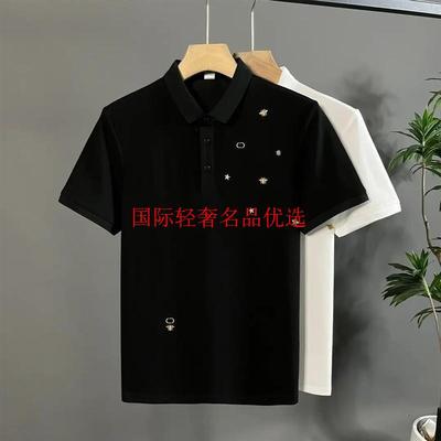 路经生轻奢父V亲节j礼物夏季轻奢y男士Polo衫潮流刺绣小蜜蜂修身