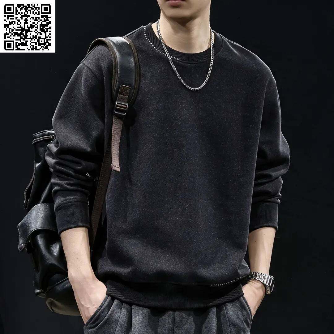 MR.MUDI/穆迪先生撞色明线高端休闲卫衣男士秋季新款宽松大码上衣
