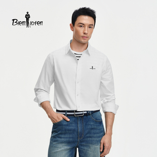 【超轻面料】比音勒芬2026春季新款男士轻量柔软净色长袖翻领衬衫