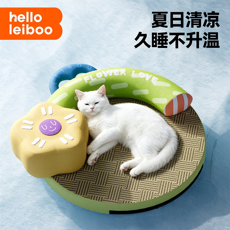 刺绣工艺【耐抓牛津布】猫咪凉席图片