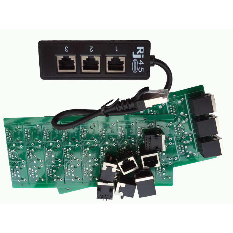 网络一分三分线器RJ45八芯网线宽带延长器高品质网口一分三转接头