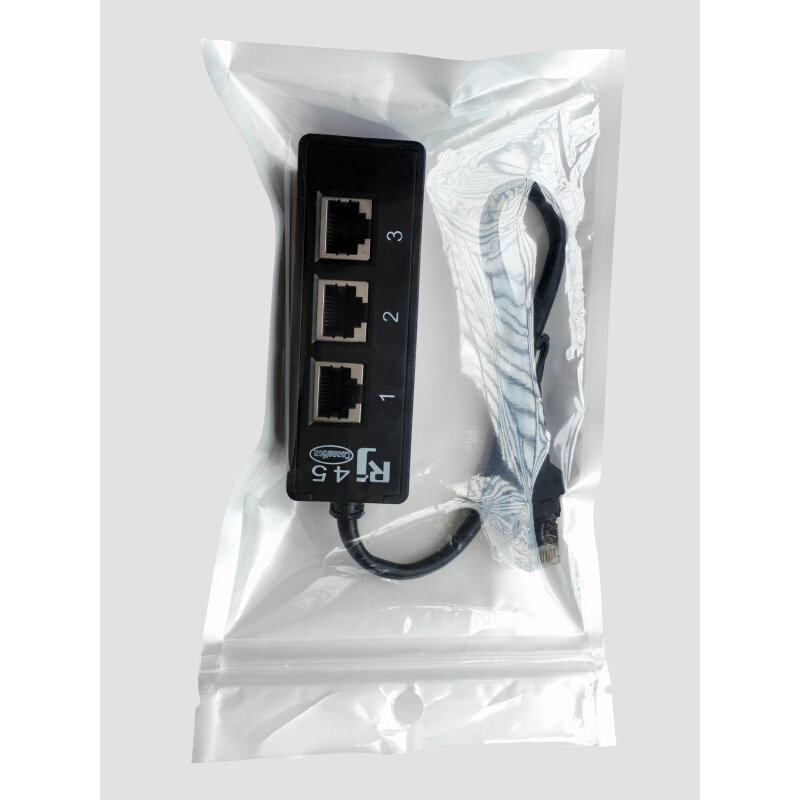 网络一分三分线器RJ45八芯网线宽带延长器高品质网口一分三转接头
