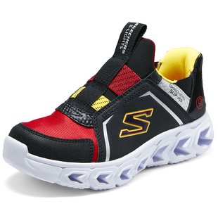 斯凯奇闪穿鞋商场同款一脚蹬男童闪灯鞋中大童网面轻便透气运动鞋