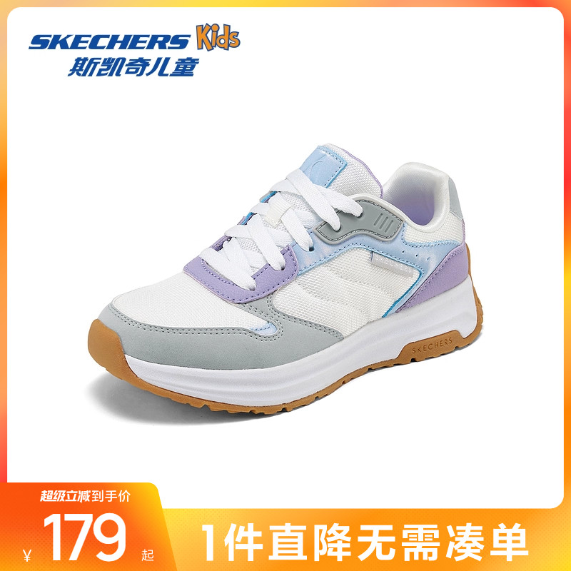 斯凯奇outlets初秋童鞋女童绑带休闲舒适运动鞋儿童厚底百搭鞋子