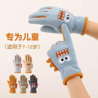 儿童保暖手套秋冬季户外骑车骑行大童男女孩防寒加绒卡通Z