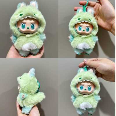 三代labubu娃衣绿色平静3.0搪胶拉布布衣服立体恐龙棉花娃着替装