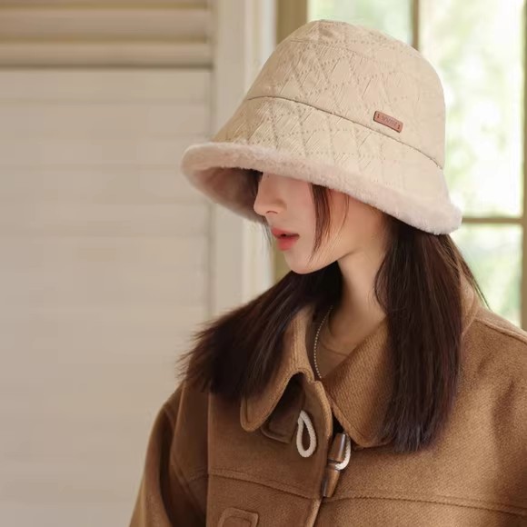 渔夫帽子女士秋冬季加绒保暖护耳帽毛绒盆帽防寒保暖防风韩版百搭