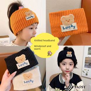 儿童保暖防风头套空顶帽秋冬针织发带2025新款女童小女孩护额头巾
