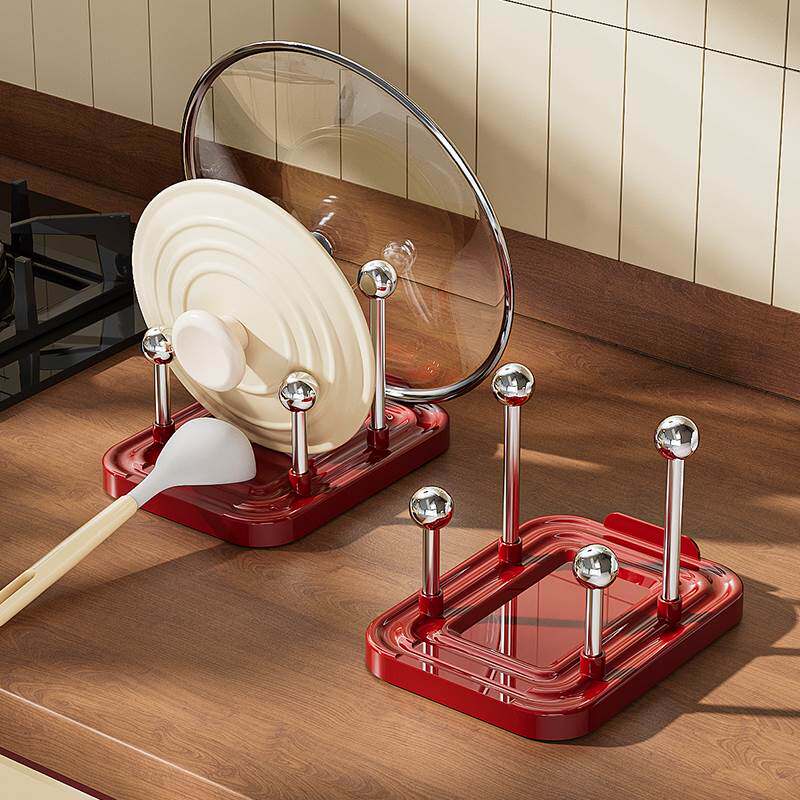 台面锅盖架置物架厨房炒菜放勺子锅铲架托坐立式可折叠锅盖放置器