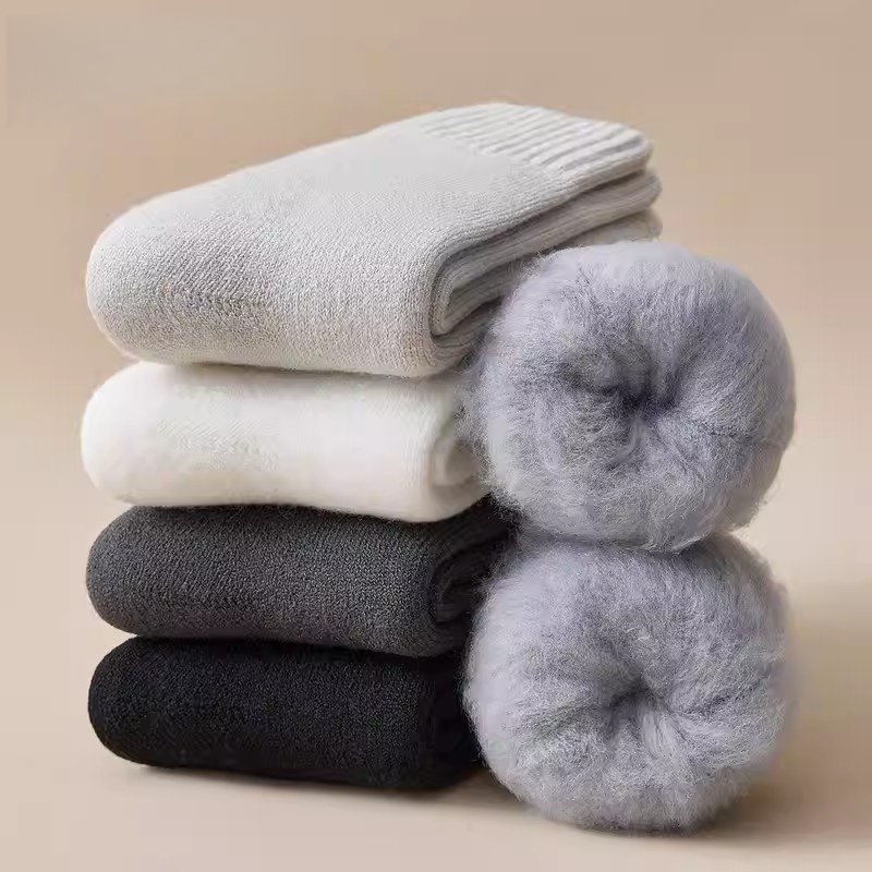 羊绒袜子男款秋冬保暖中筒袜加绒加厚羊毛袜冬天男士超厚睡眠长袜