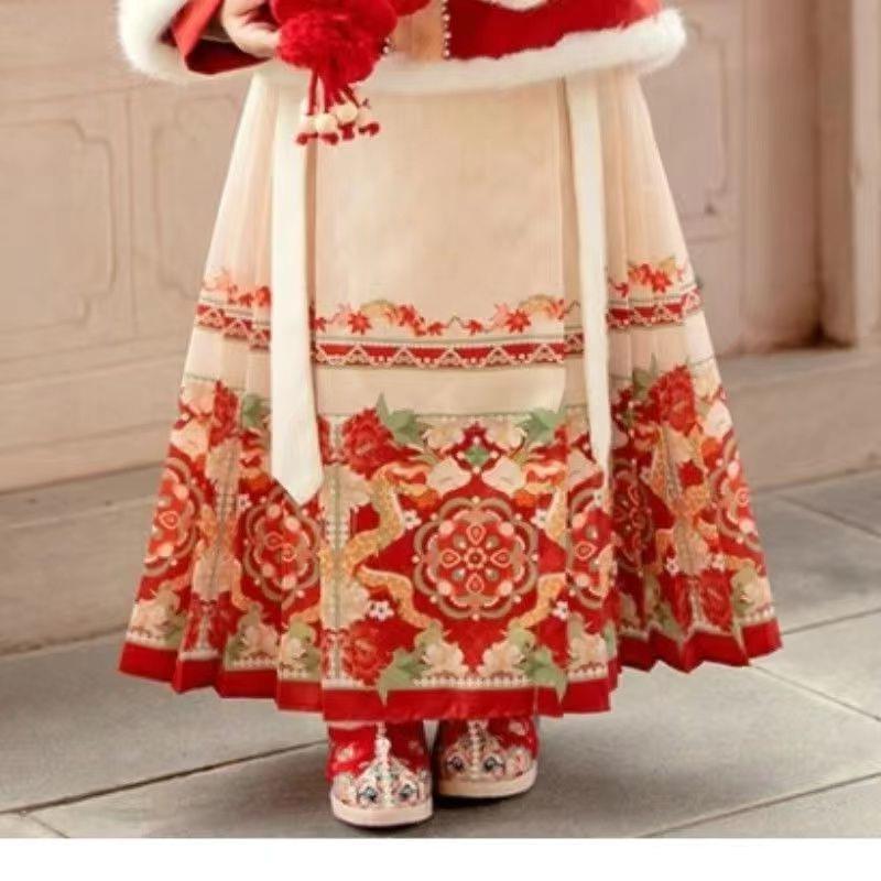 汉服女童2025秋冬新款明制套装超仙古装加绒加厚龙年女宝宝拜年服