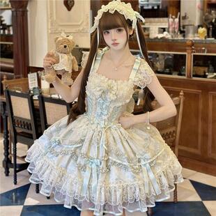 梦呓蝶~白糖少女原创设计新品Lolita洋装芭蕾风jsk吊带连衣裙