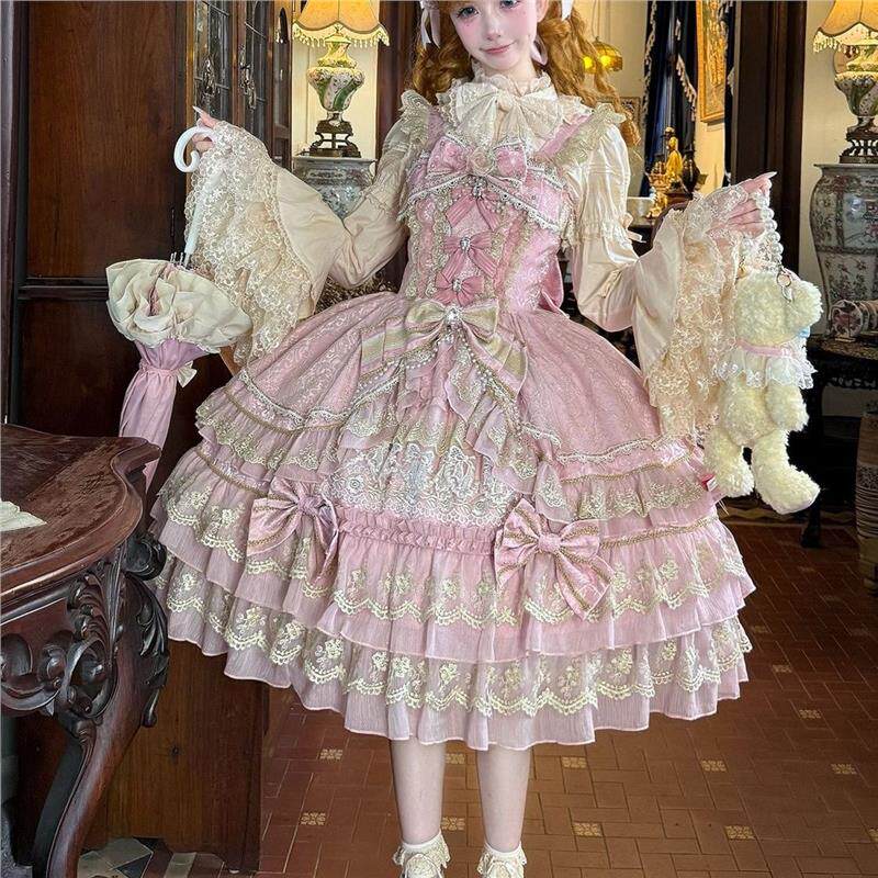 【宝石之冕】韩菇凉~原创设计Lolita洋装doll感jsk吊带连衣裙秋冬