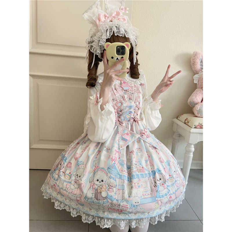 【甜宠茶会】韩菇凉~原创设计Lolita洋装可爱jsk吊带连衣裙秋冬款