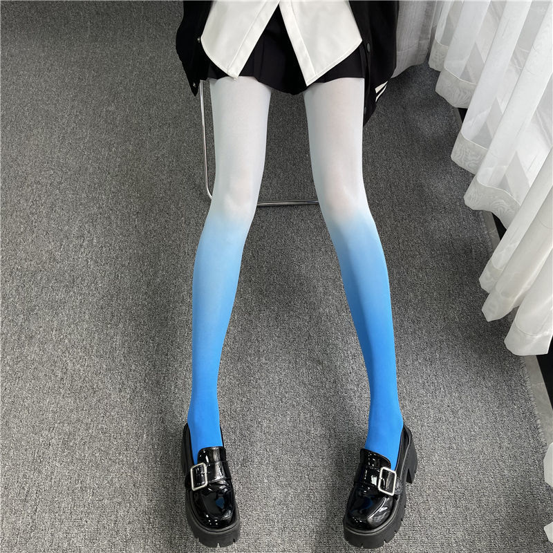 保密发货渐变天鹅绒双色糖果色连裤袜防勾丝开档微透T台女春秋款