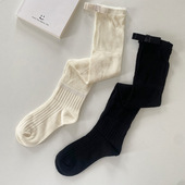 miu里miu气 芭蕾风蝴蝶结过膝飘带女jk拼接堆堆简约小腿袜长筒袜