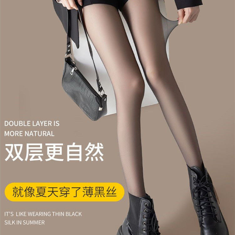 透肤打底裤女秋冬款外穿加绒加厚连裤袜裸感性感保暖双层光腿神