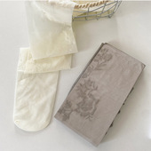 日系复古奶白色大花蕾丝薄款 袜 丝袜玫瑰提花黑色显瘦纯欲打底连裤