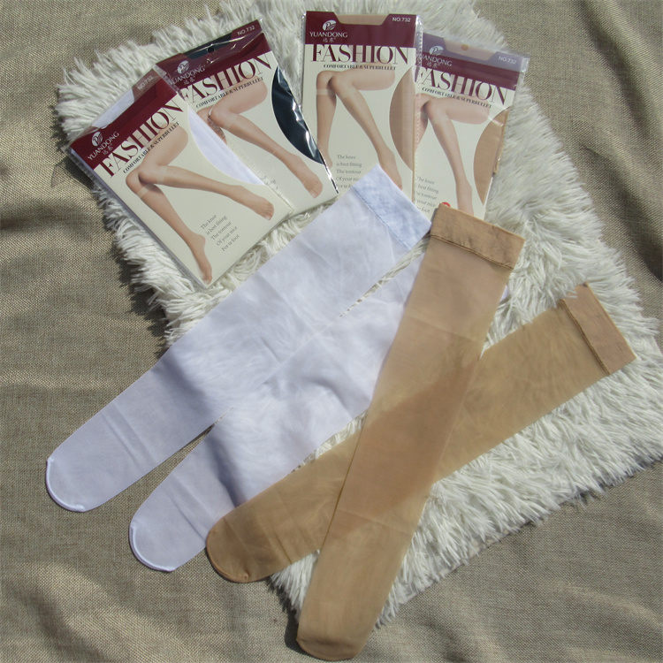 夏季透明 纯色女生包芯丝绢感觉 中筒丝袜 小腿袜膝下袜