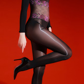 蕾丝腰连体丝袜女油光超薄5d性感紧身丝滑马油高叉无缝全身连体衣