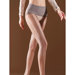 F「电波」极光912针蕾丝提花性感女无缝丝滑油亮丝超薄连裤丝袜女