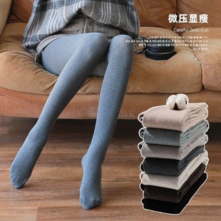 竖条纹打底裤加绒加厚肤色外穿高腰显瘦踩脚保暖裤无缝一体裤连脚