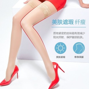 性感防滑硅胶过膝大腿透明绫感黑丝jk 蕾丝长筒袜丝袜女薄款