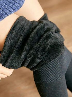 大码七彩棉加绒加厚黑色打底裤女踩脚弹力不起球保暖外穿棉裤