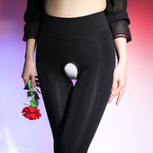 性感丝袜打底裤 水光袜加绒性感开裆女面膜丝滑免脱连裤 袜秋冬大码