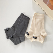 miu小众设计布标踩脚袜套半截潮袜双针抽条时尚 洋气欧货品质袜子